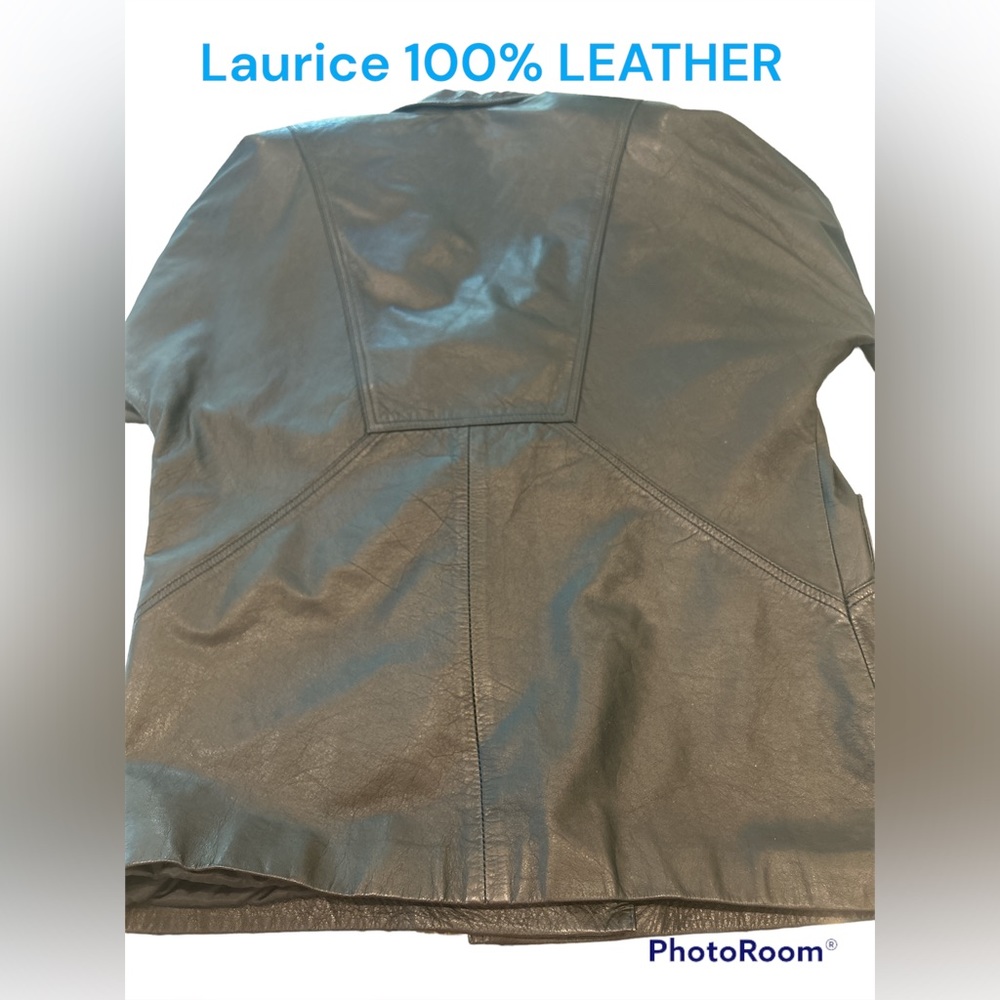 VTG Laurice Black Genuine Leather Double Breasted MOTO BIKER Jacket sz M Coat - Picture 3 of 14